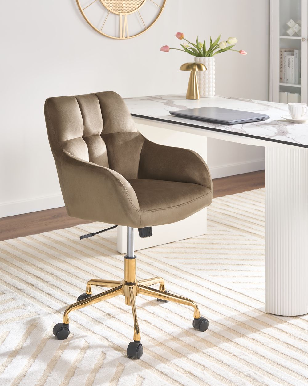 Desk Chair PALMDALE Velvet Taupe