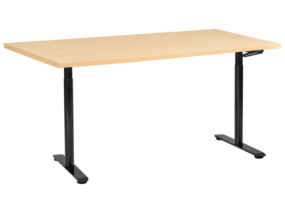 Scrivania manuale regolabile in altezza DESTINAS 160 cm 72 cm Nero/Marrone chiaro
