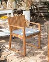 Krzesło ogrodowe akacjowe jasne drewno z poduszką szarą SASSARI_745956