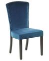 Sada 2 sametových jídelních židlí modré PISECO_781800