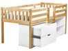 Wooden Kids Mid Sleeper Bed with Storage EU Single Size Light Wood SUSVILLE_935519