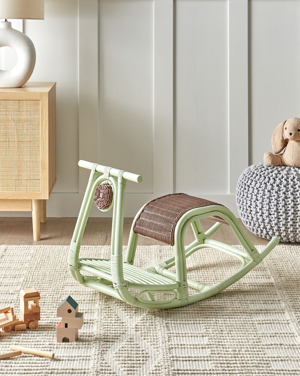 Rattan Kids Rocking Chair Light Green ASPRIA Beliani