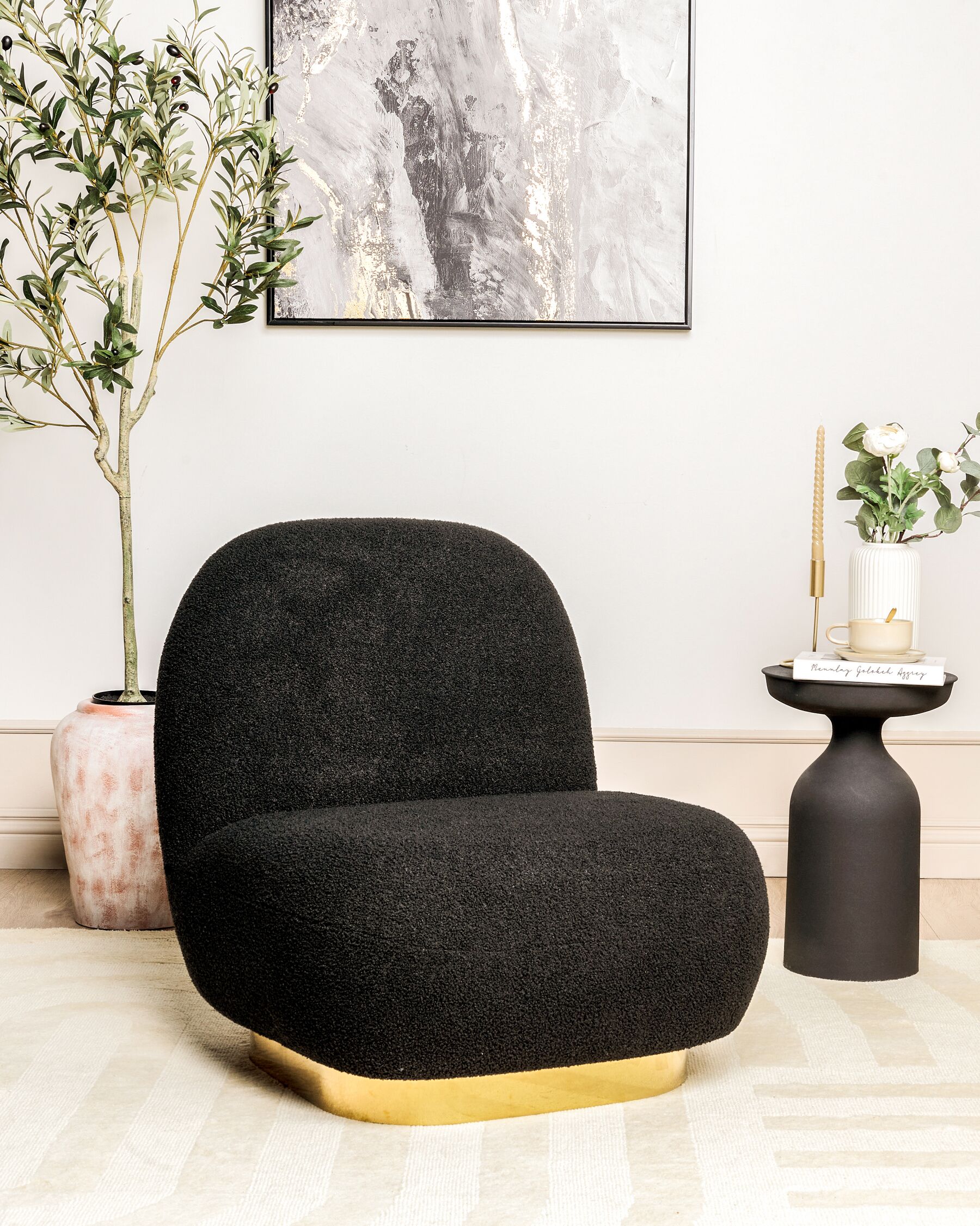 Boucle Armless Chair Black LOVIISA_899158