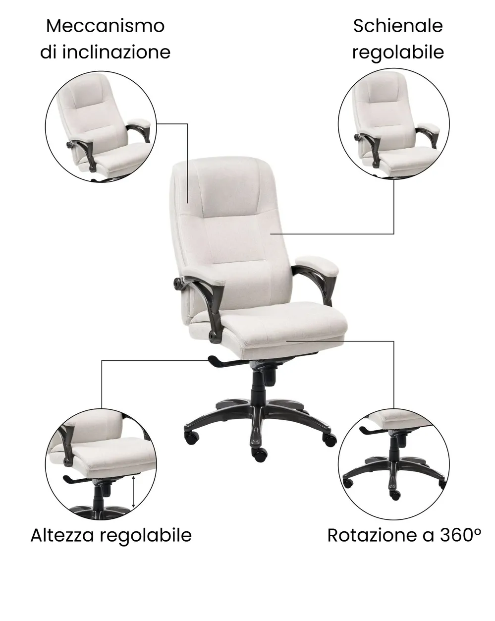 Poltrona da scrivania MAGNUS Lino Beige chiaro_1063031