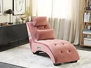 Chaise longue SIMORRE con altoparlante Bluetooth integrato Velluto Rosa pastello_1178248