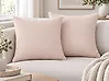 Set of 2 Decorative Cushions LEUZEA 45 x 45 cm Boucle Pastel Pink Solid