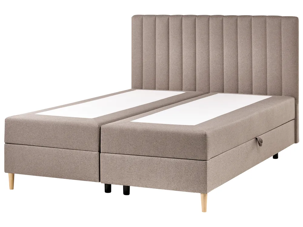 Boxspringbett mit Stauraum OFFICER Stoff Taupe 160 x 200 cm_1016307