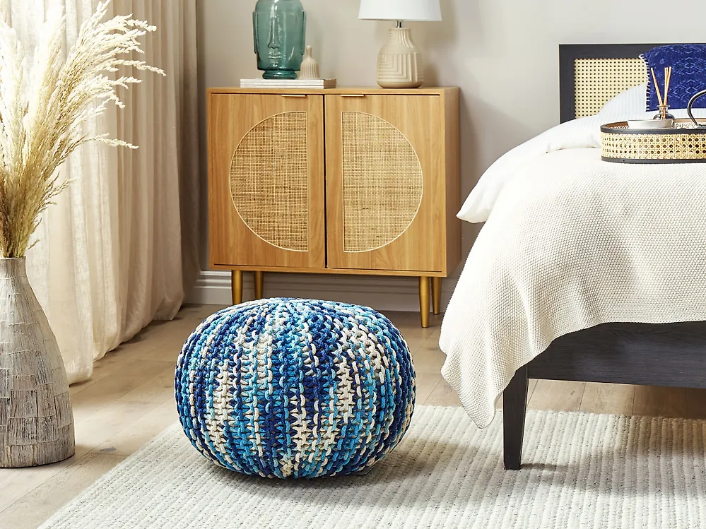 Pouf CONRAD Baumwolle Blau_1180060
