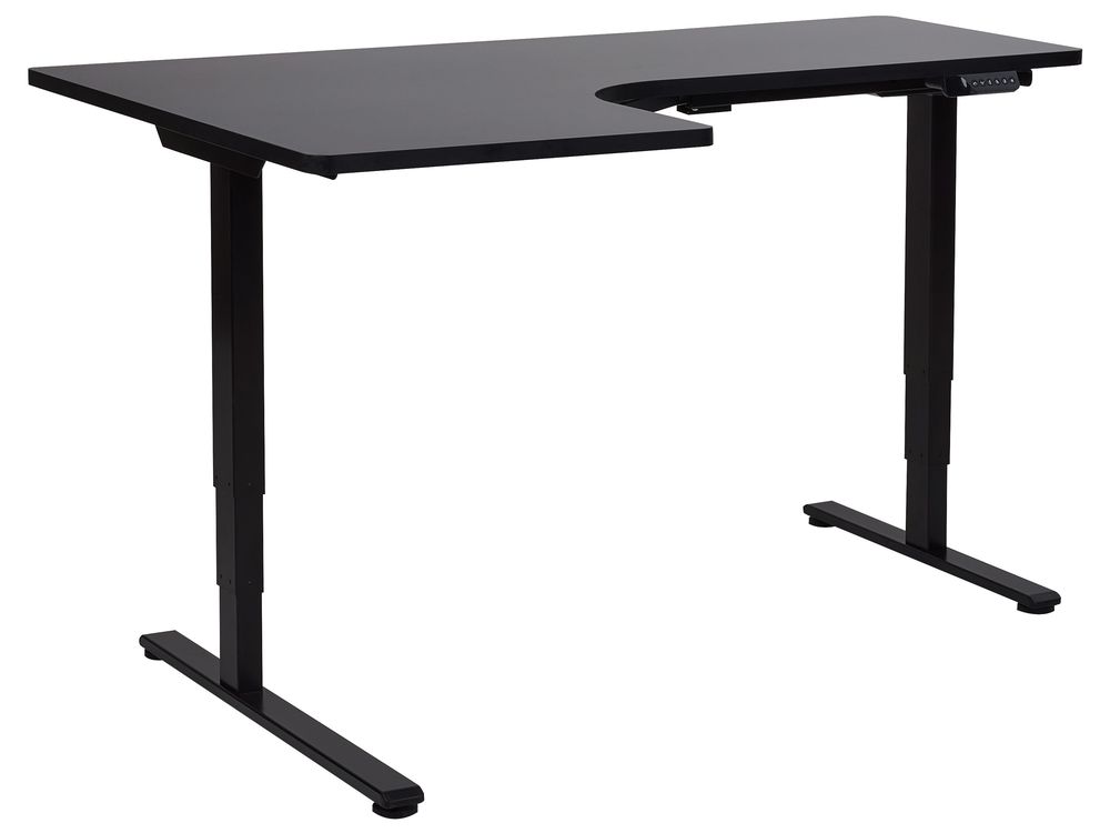 Scrivania angolare regolabile elettricamente DESTINES 160 cm 109 cm Nero Lato Sinistro