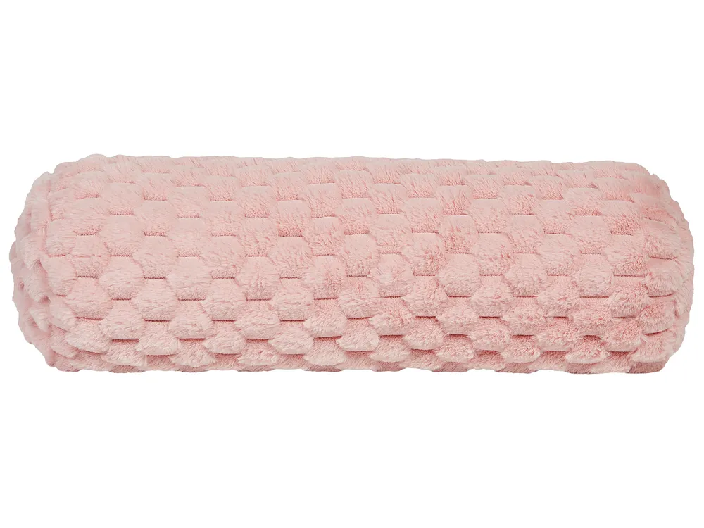 Poduszka dekoracyjna LINDEN 22 x 60 cm Sztuczne futro Różowy Jednolity