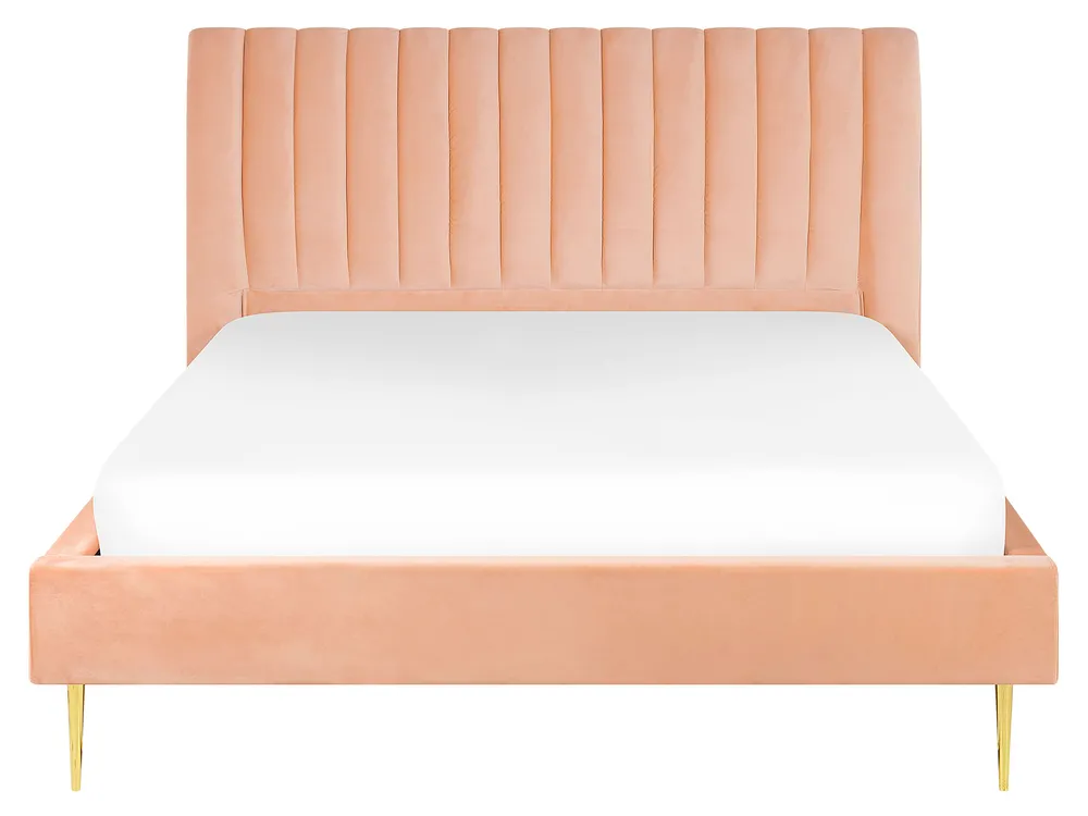 Bed Velvet MARVILLE 160 x 200 cm (EU King Size) Peach Pink_773411
