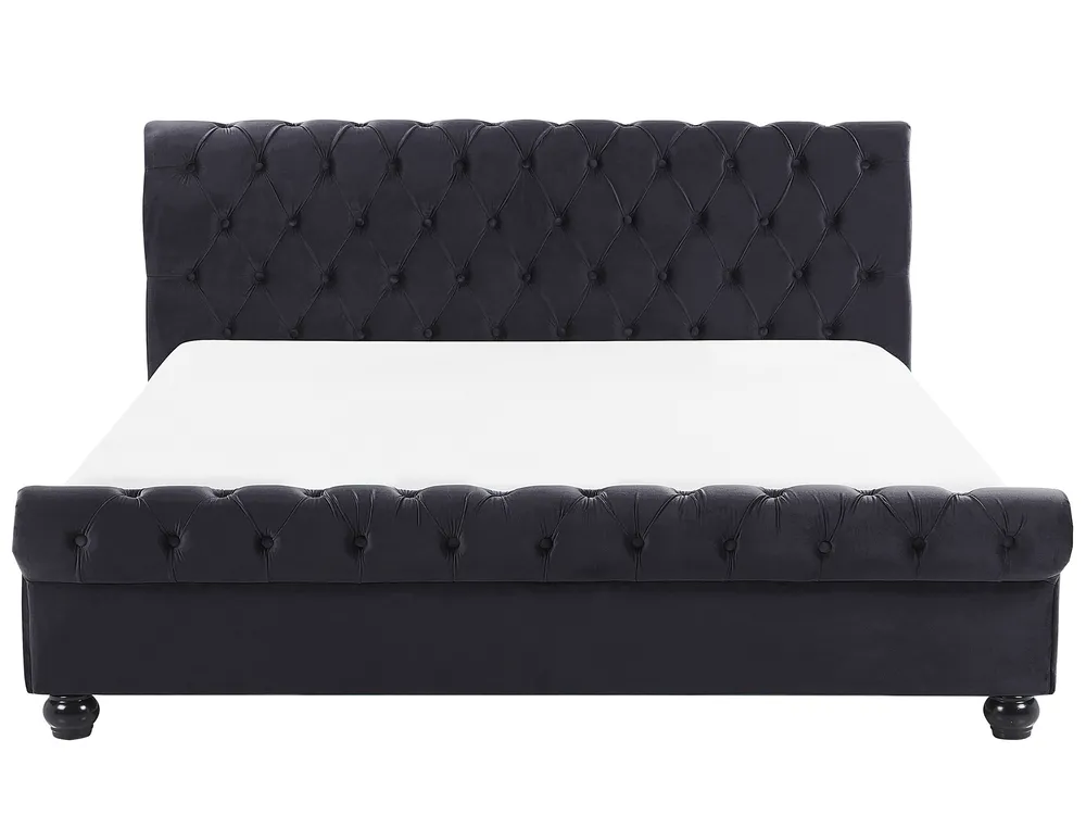Wasserbett Samtstoff AVALLON 160 x 200 cm Schwarz_846792
