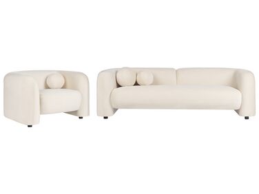 4 Seater Velvet Living Room Set Off-White LEIREN