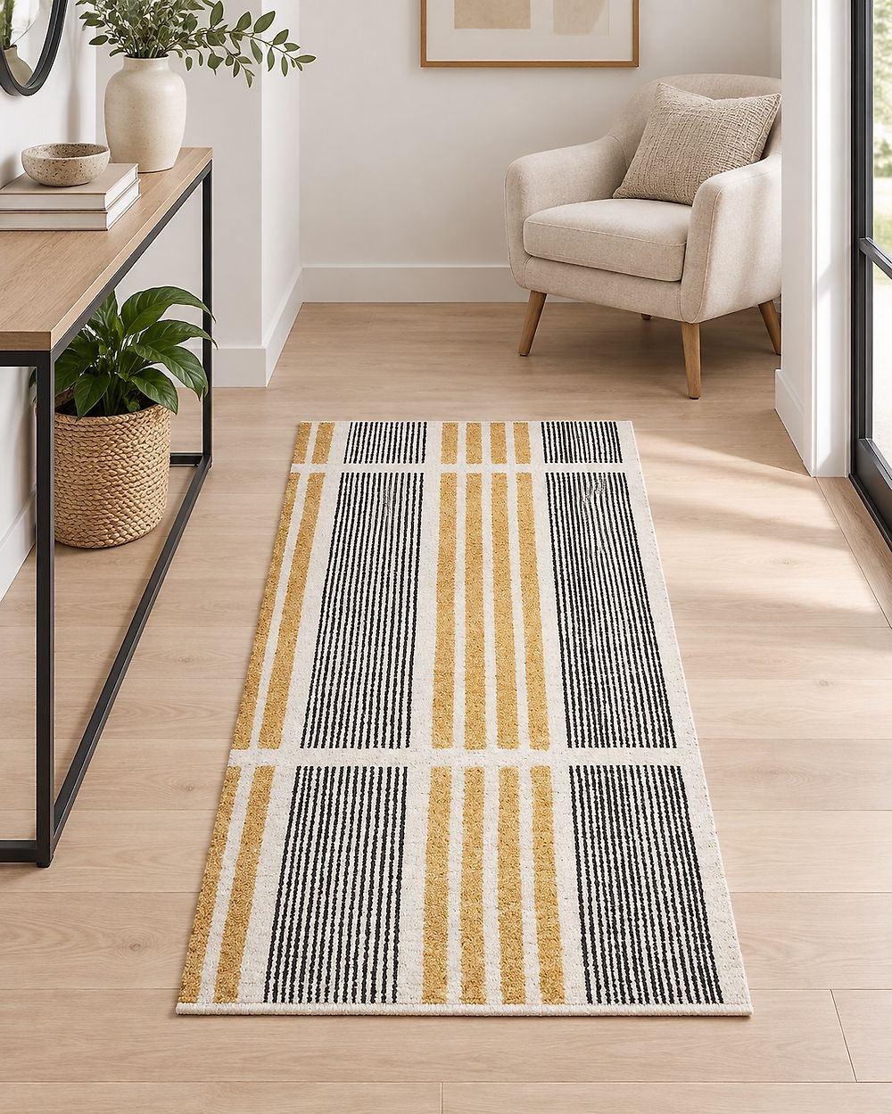 Rug KATRA Beige 80 x 150 cm Cotton
