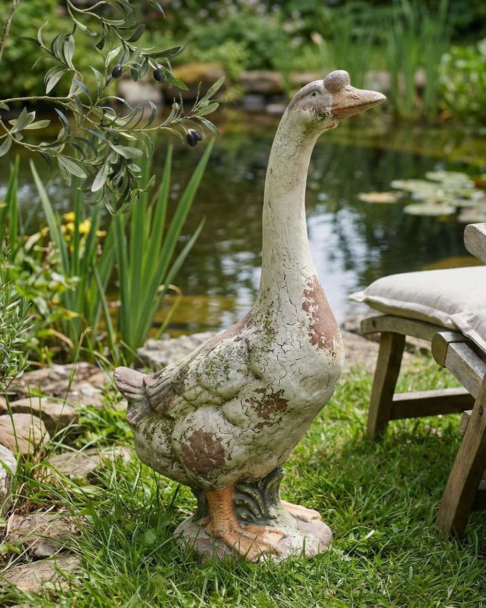 Garden Statue SARNO Goose 67 cm Beige
