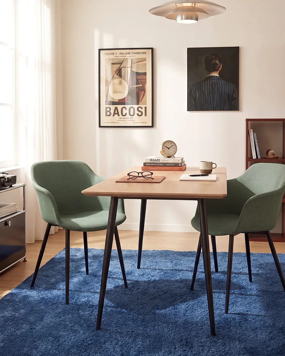 Set of 2 Dining Chairs ELIM Fabric Dark Green_1153875