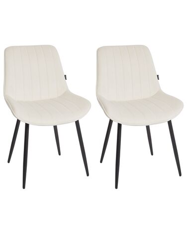 Set of 2 Velvet Dining Chairs Light Beige DUBROVNIK