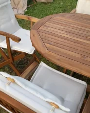 Záhradná jedálenská zostava 8-miestna MAUI II s vankúšmi Akáciové drevo Krémová biela_994227