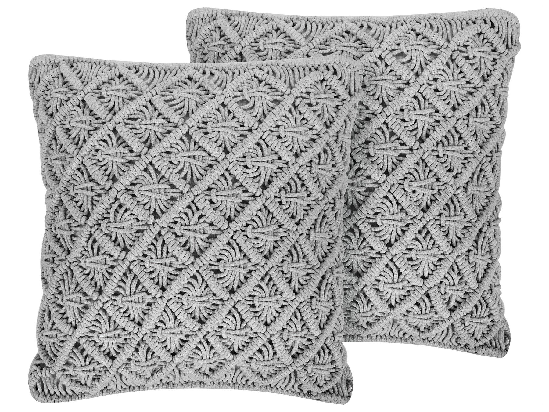 Conjunto de 2 almofadas decorativas em macramé de algodão cinzento 45 x 40 cm KIZKALESI_768996