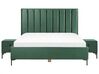Sametová souprava nábytku postel 180 x 200 cm +2 noční stolky tmavě zelená SEZANNE_892556