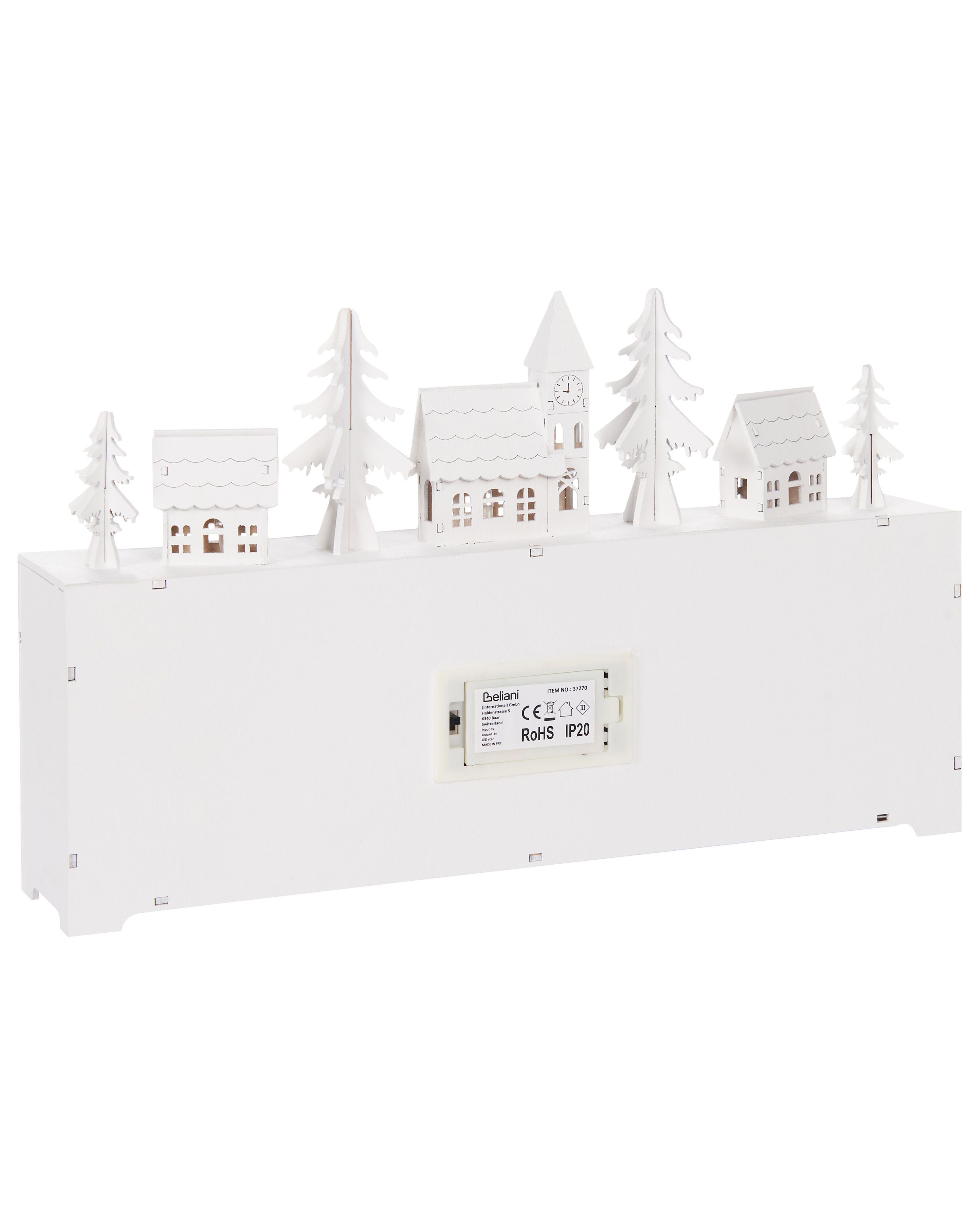 Décoration De Noël Konstsmide Silhouette église En Bois Blanc LED - Minuterie 6h, 8 Diodes Blanc Chaud - À Piles - 7