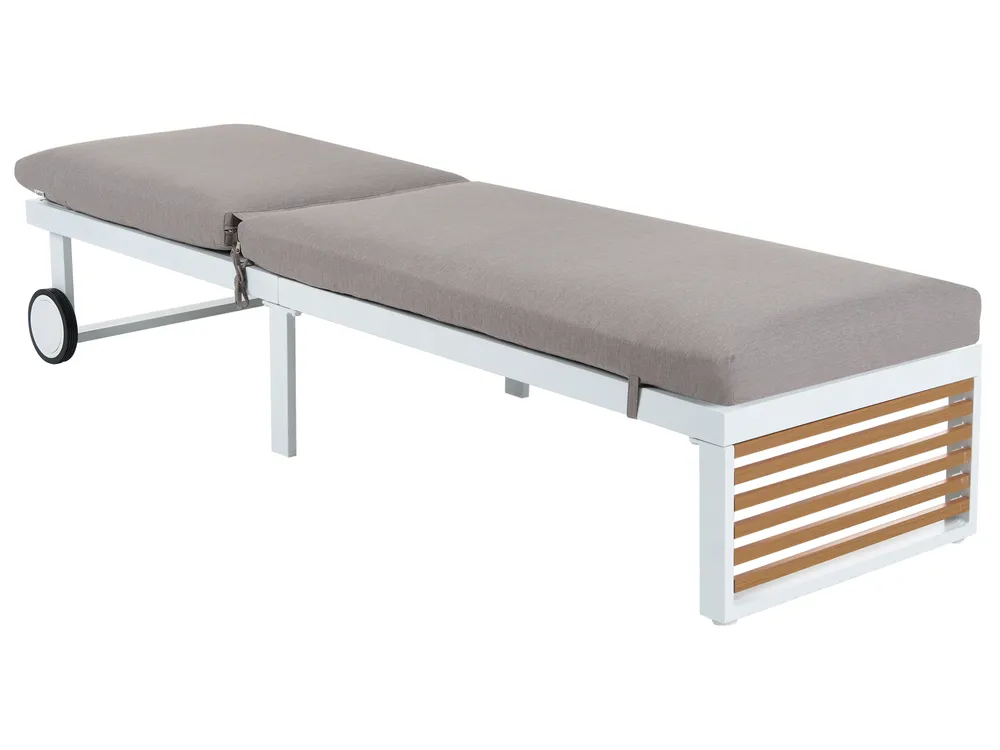 Sun Lounger with Cushion VERDELLO Reclining Metal Grey_1078545