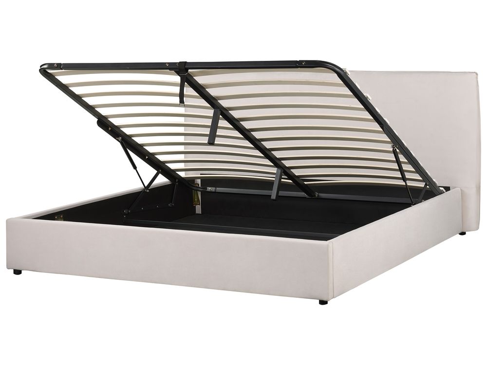 Bed met opbergruimte LAVAUR Fluweel Gebroken wit 180 x 200 cm