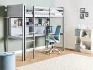 High Sleeper Bed with Desk Pine Wood FOUCAMONT 90 x 200 cm (EU Single) Grey_964314