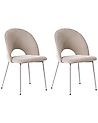 Set of 2 Dining Chairs COVELO Chenille Beige