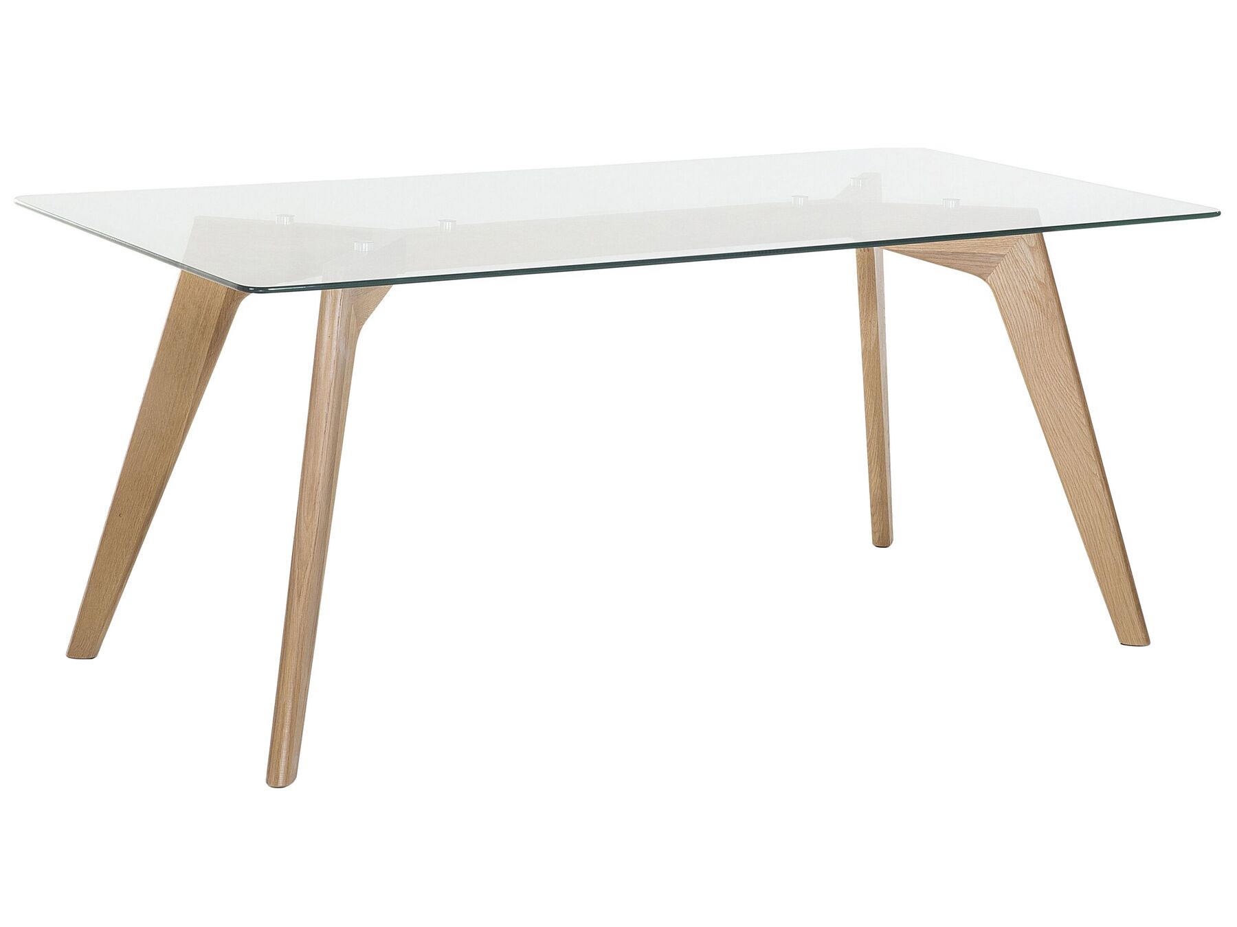 Jedálenský stôl so sklenenou doskou 180 x 90 cm svetlé drevo HUDSON_261753