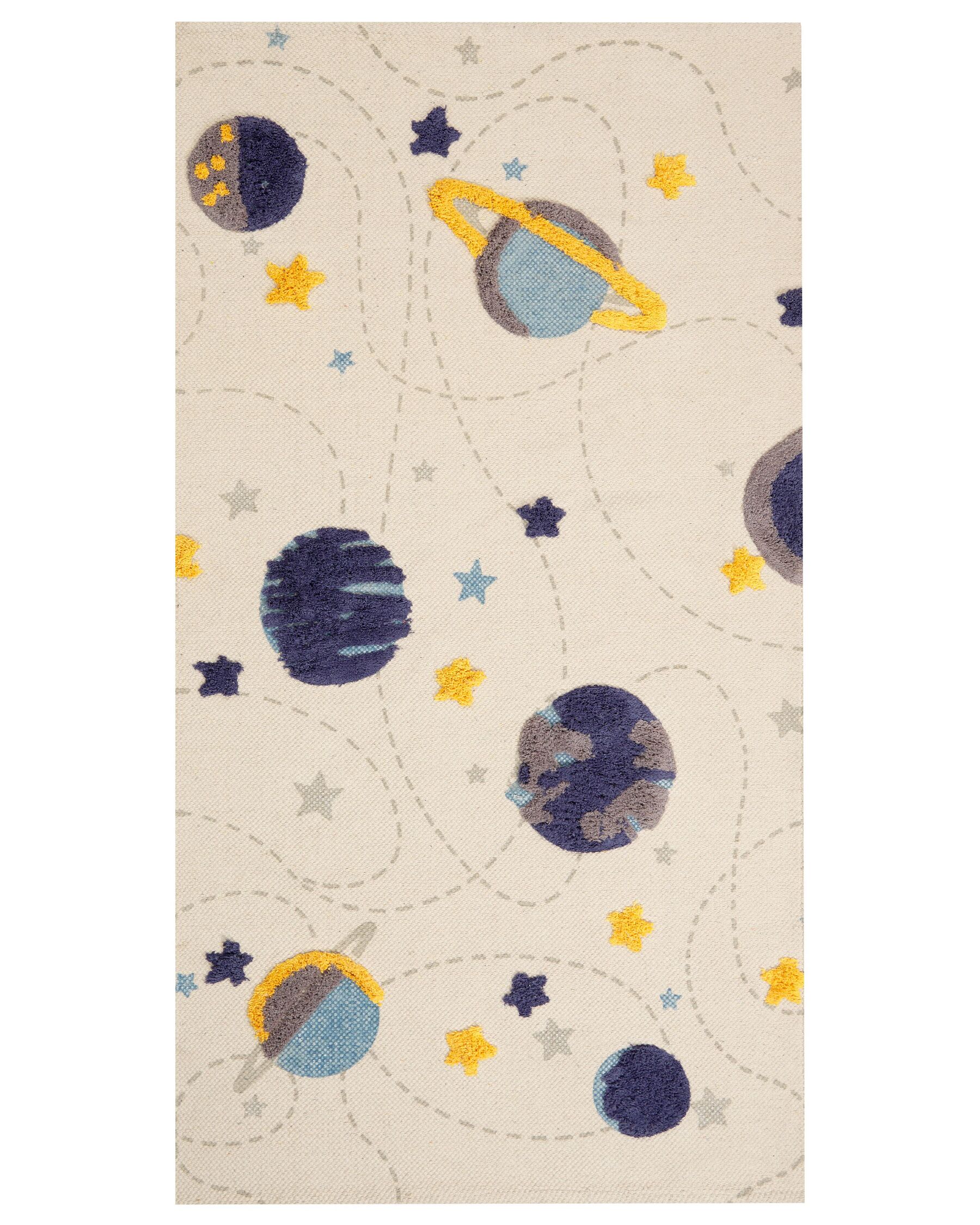 Dywan dziecięcy bawełniany motyw galaktyki  80 x 150 cm wielokolorowy LANGSA _864180