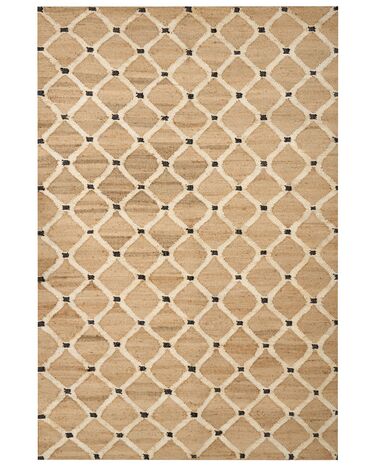 Teppich Jute beige 200 x 300 cm geometrisches Muster Kurzflor KALEKOY