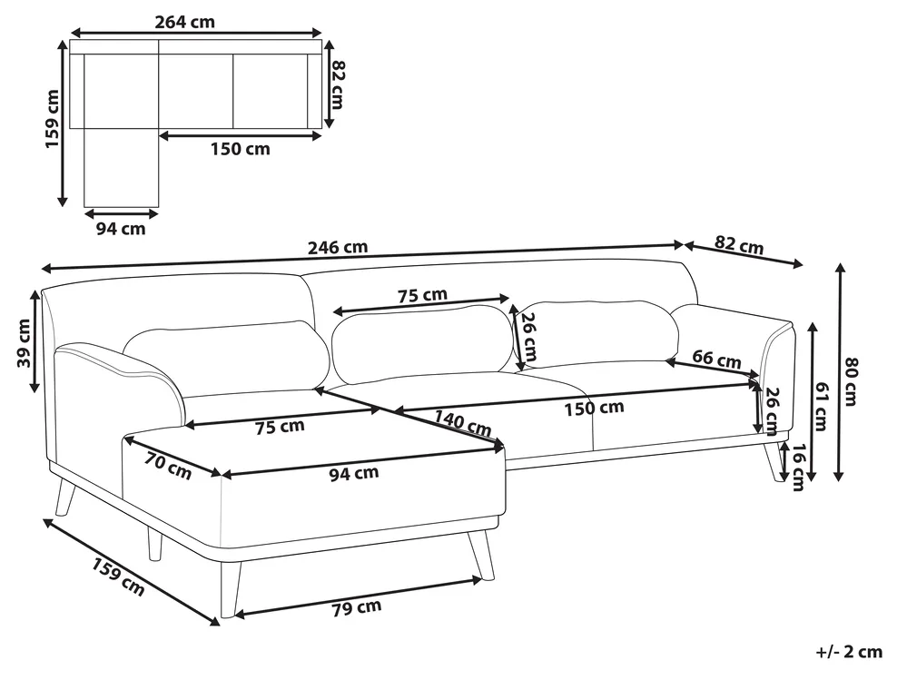 Corner Sofa 3 Seater SIMOS Boucle White Right Hand_927969