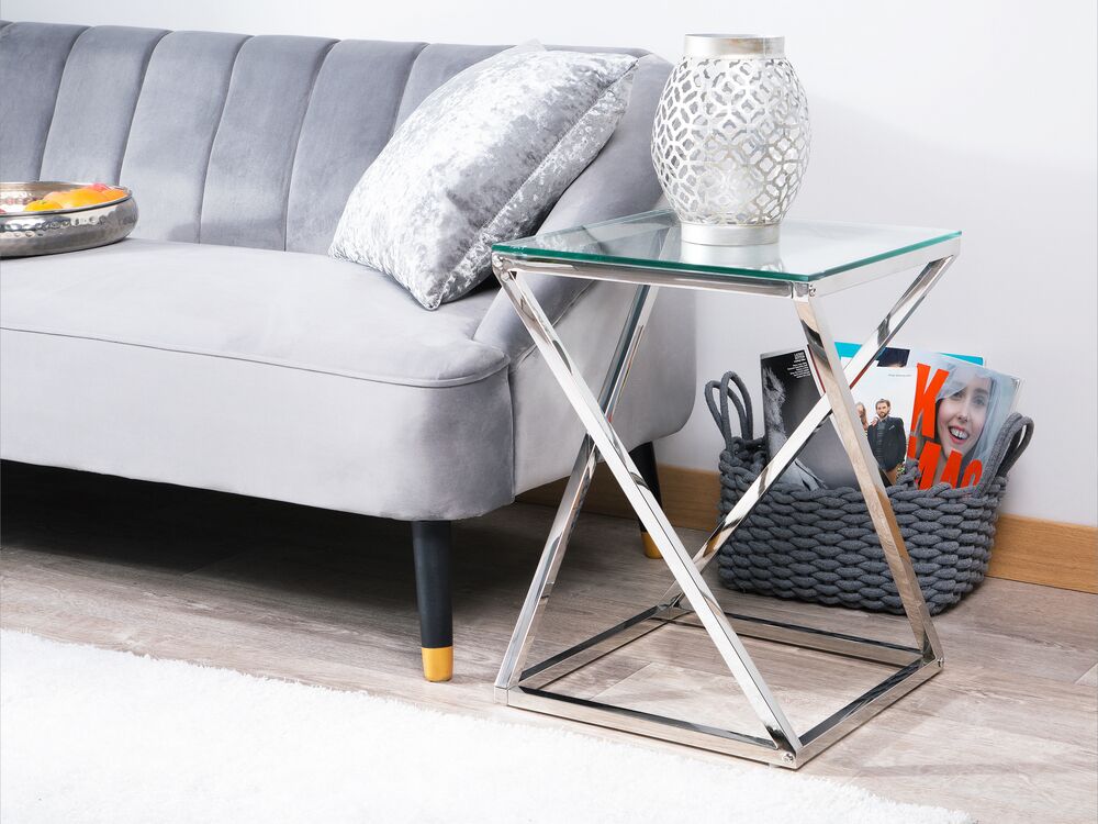 Beistelltisch BEVERLY Glas Silber