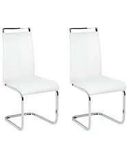 Lot de 2 chaises de salle à manger GREEDIN Cuir PU Blanc_1156874