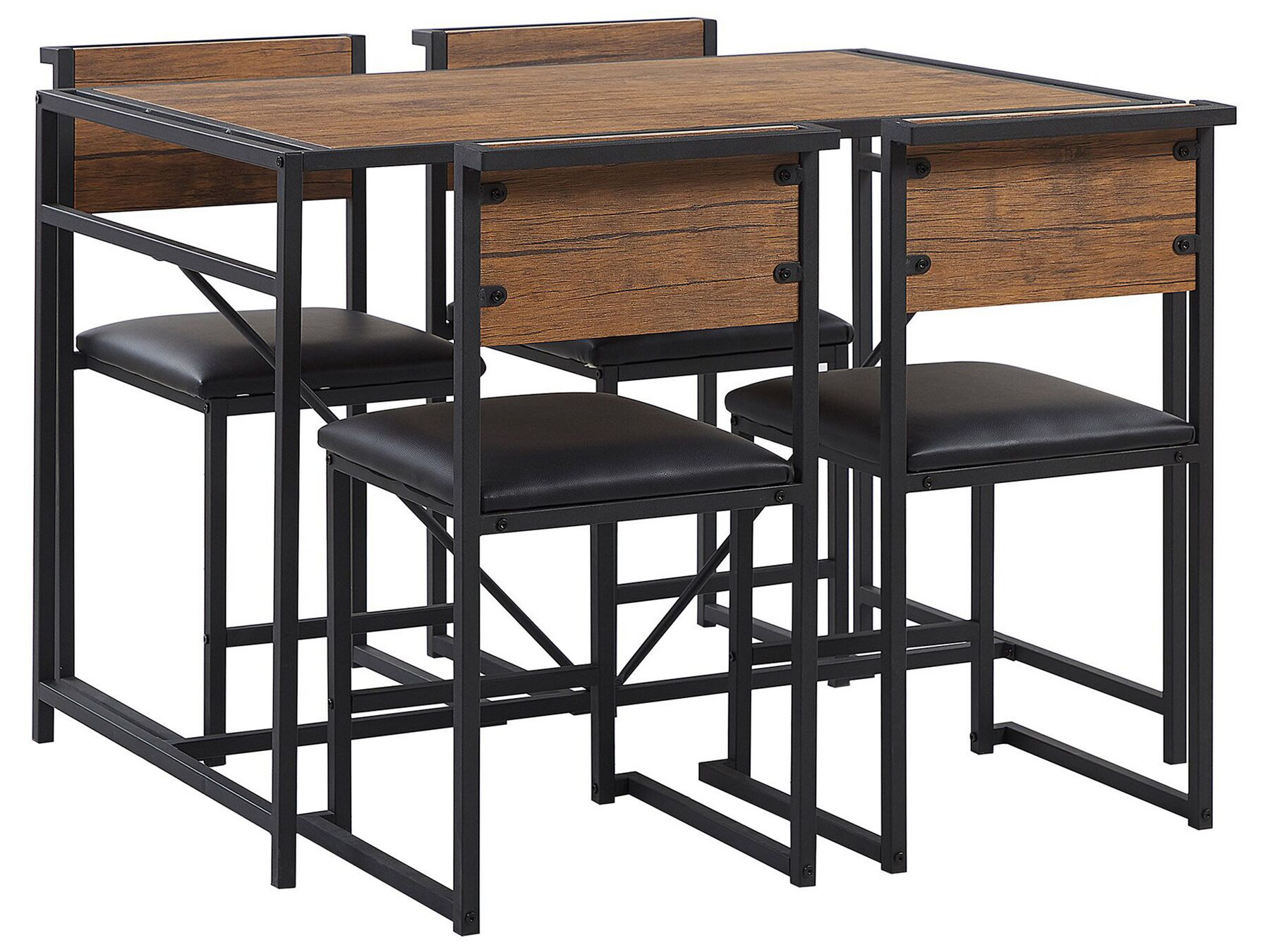 Ensemble table de salle à manger et 4 chaises effet bois foncé BURTON_774170