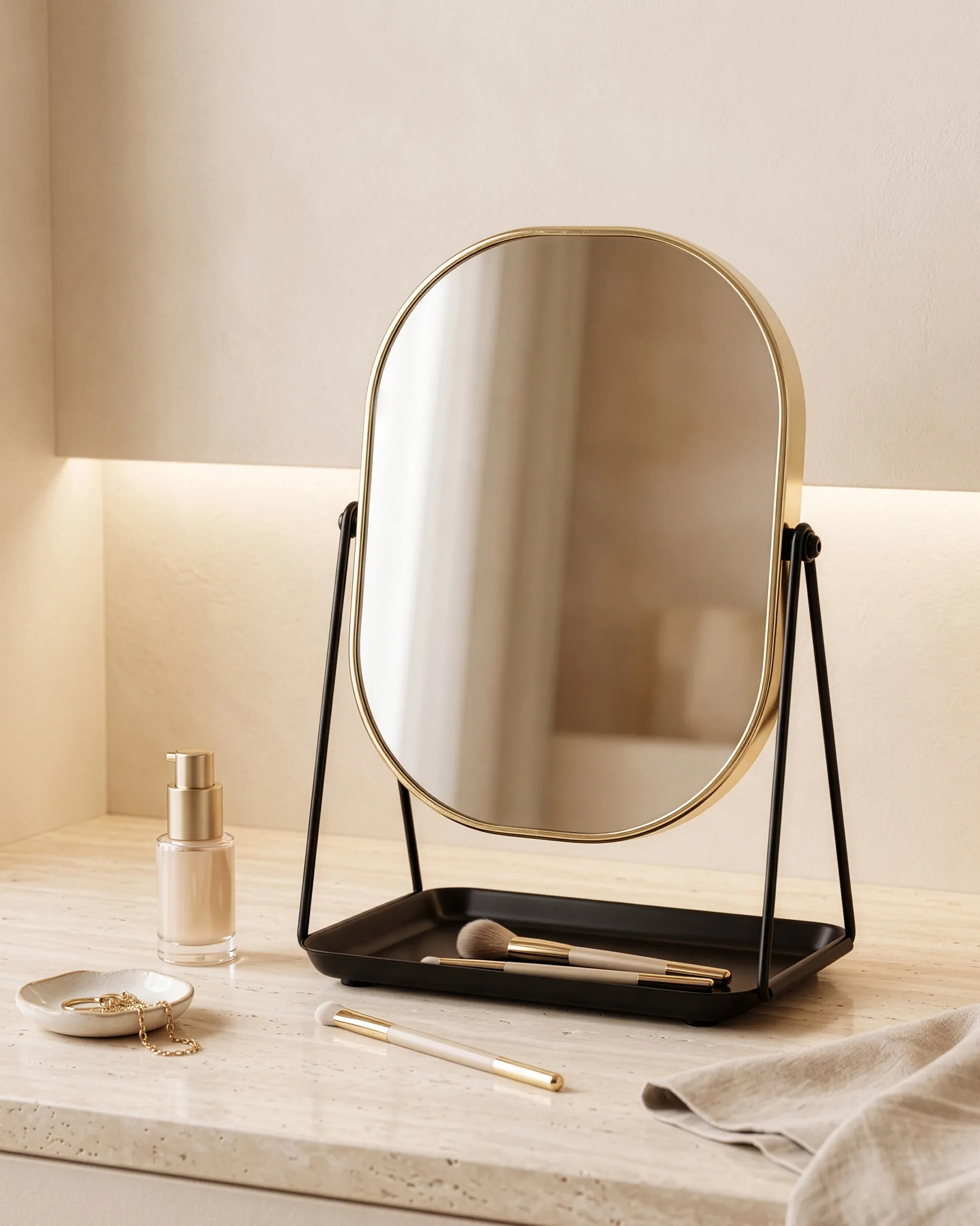 Makeup Mirror CORREZE Gold_848300