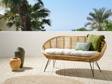 2 Seater Rattan Sofa Natural MARATEA