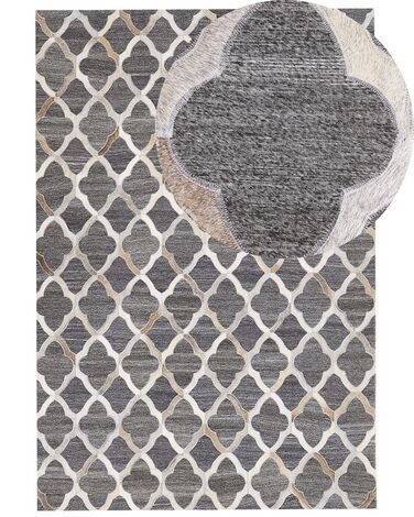 Teppich Kuhfell grau / beige 140 x 200 cm Patchwork Kurzflor ROLUNAY