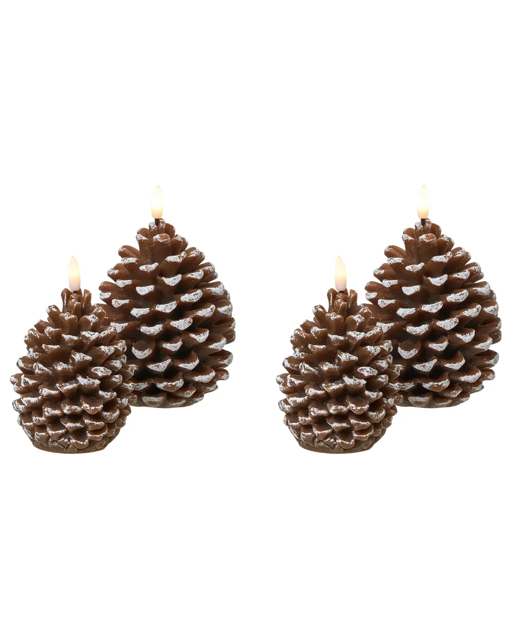 Zestaw 4 świec LED IVRESSE 15/12 cm Szyszka Brązowy