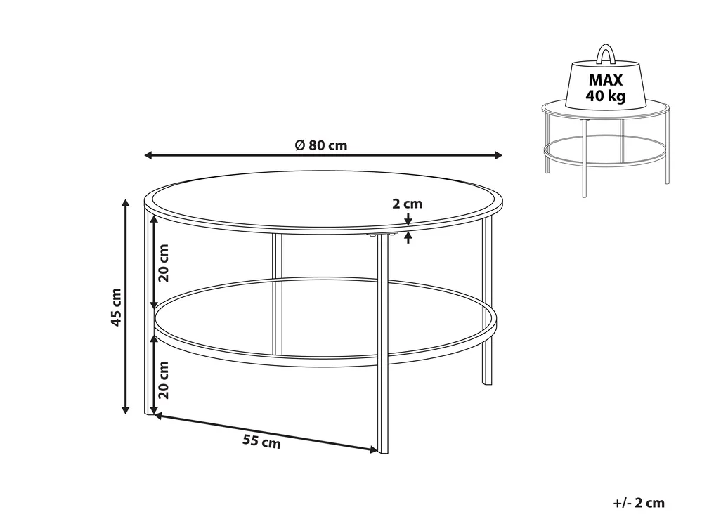 Coffee Table TELLAKA Tempered Glass Black_998687