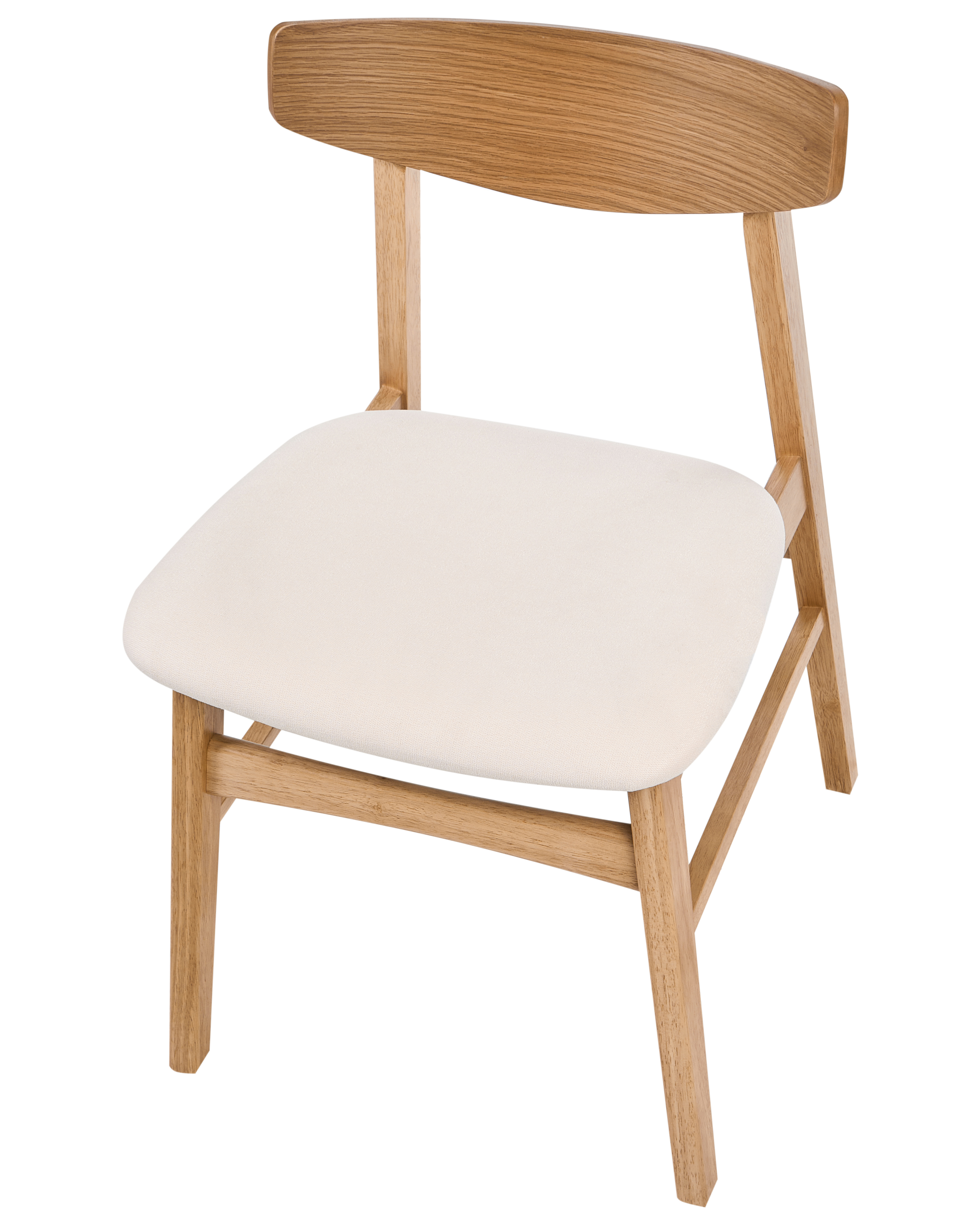Set of 2 Dining Chairs SMILEY Wood Light Brown/ Off-White_1068316