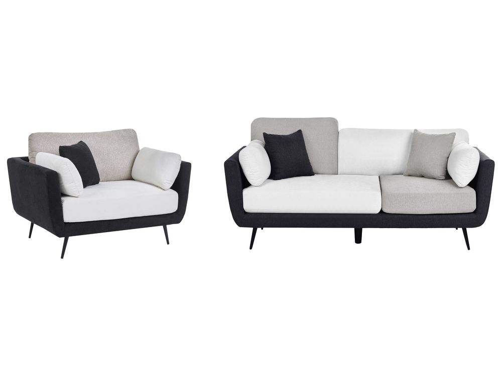 Living Room Set 4 Seater BOLGA Fabric Black