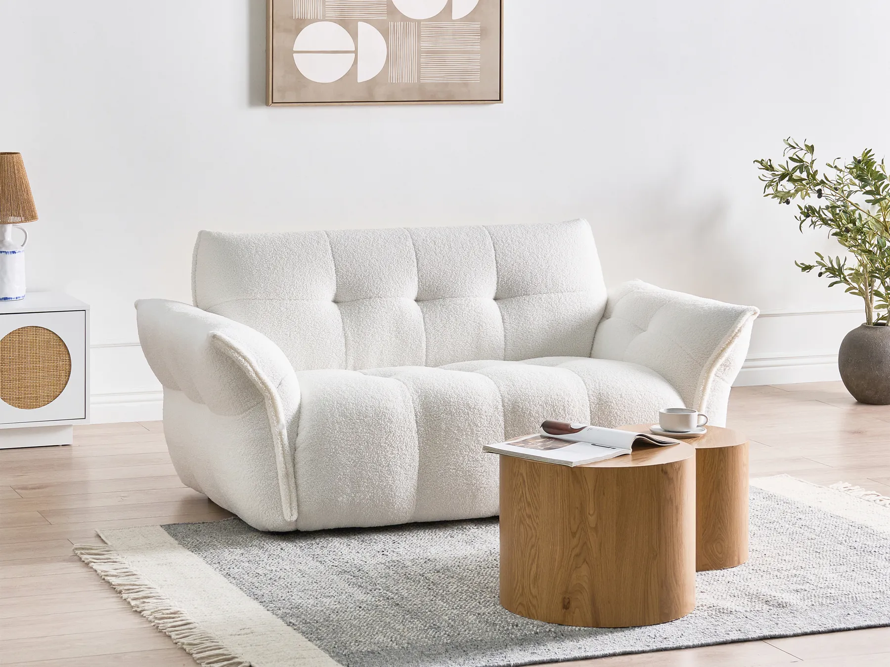 Sofa 2 Seater HALBA Boucle White_1002539