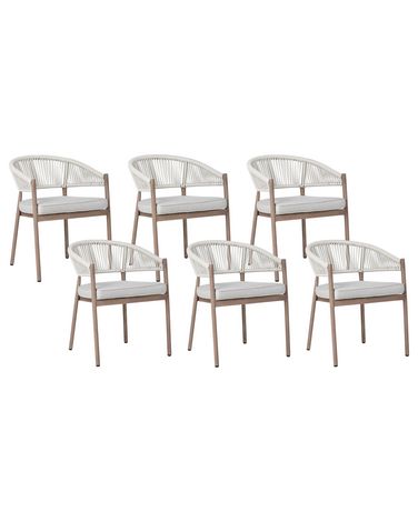 Set of 6 Metal Garden Chairs Taupe FLAVIA