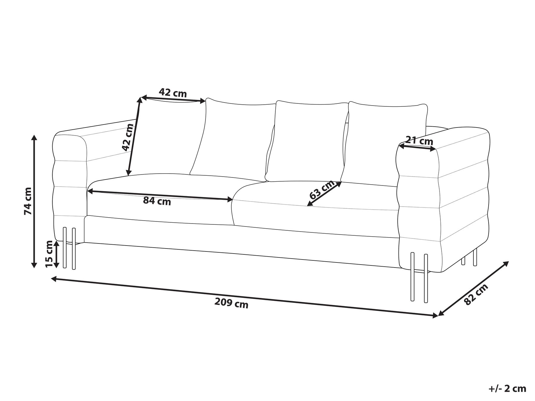 3 Seater Boucle Sofa White GRANNA_848610
