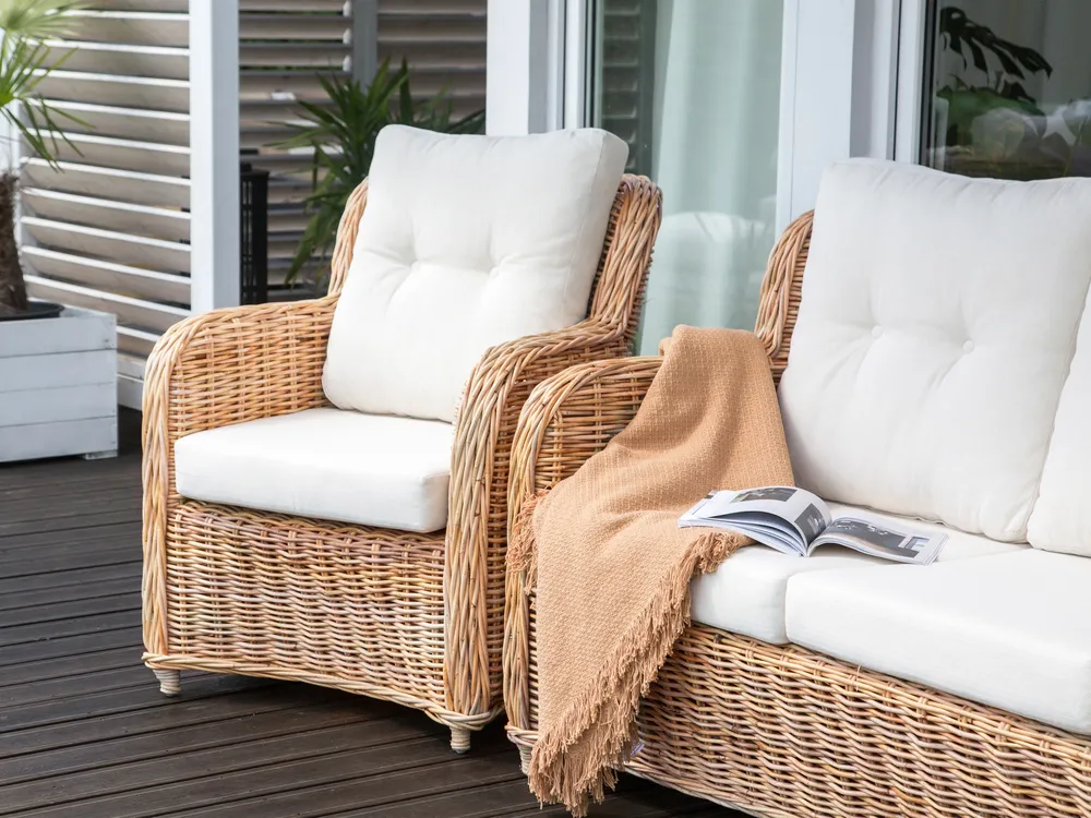 Garden Sofa Set 5 Seater ALESSANO Rattan Natural_928583