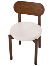 Set of 2 Dining Chairs PAULINA Wood Brown/ Light Beige_1070693