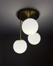 3 Light Pendant Lamp RIANA Glass Metal Brass_1175266