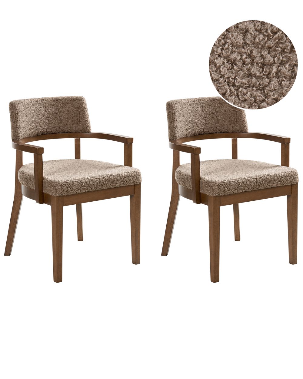 Conjunto de 2 cadeiras de jantar DALBO Bouclé Castanho/Taupe